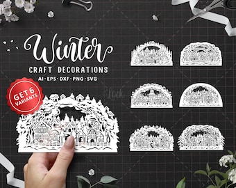 Christmas Papercut Illustration, Schwibbogen Papercut Design