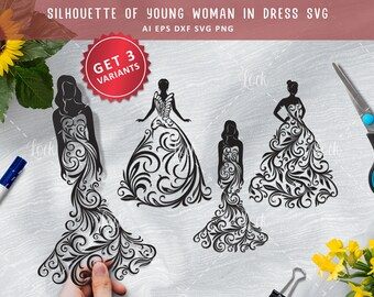 Couple wedding Svg, woman in dress svg, wedding dress