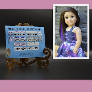 SPACE makeup fits American Girl 18 Inch Doll Accessories Removable Vinyl Decals fits Our Generation My Life Modern Trendy Stars Astronaut