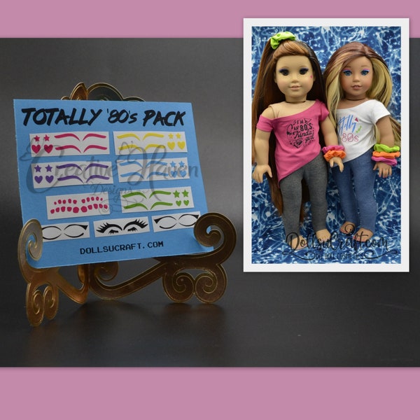 TOTALLY 80s makeup fits American Girl 18 Inch Doll Accessories Removable Vinyl Decals Scrunchie fits Our Generation My Life Modern Trendy