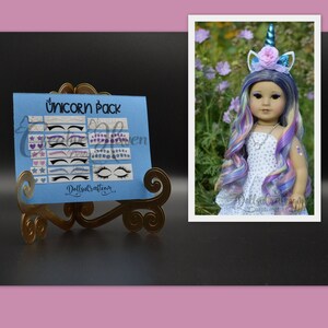 UNICORN makeup fits American Girl 18 Inch Doll Accessories Removable Vinyl Eyeliner Lash Decals fits Our Generation My Life Modern Trendy