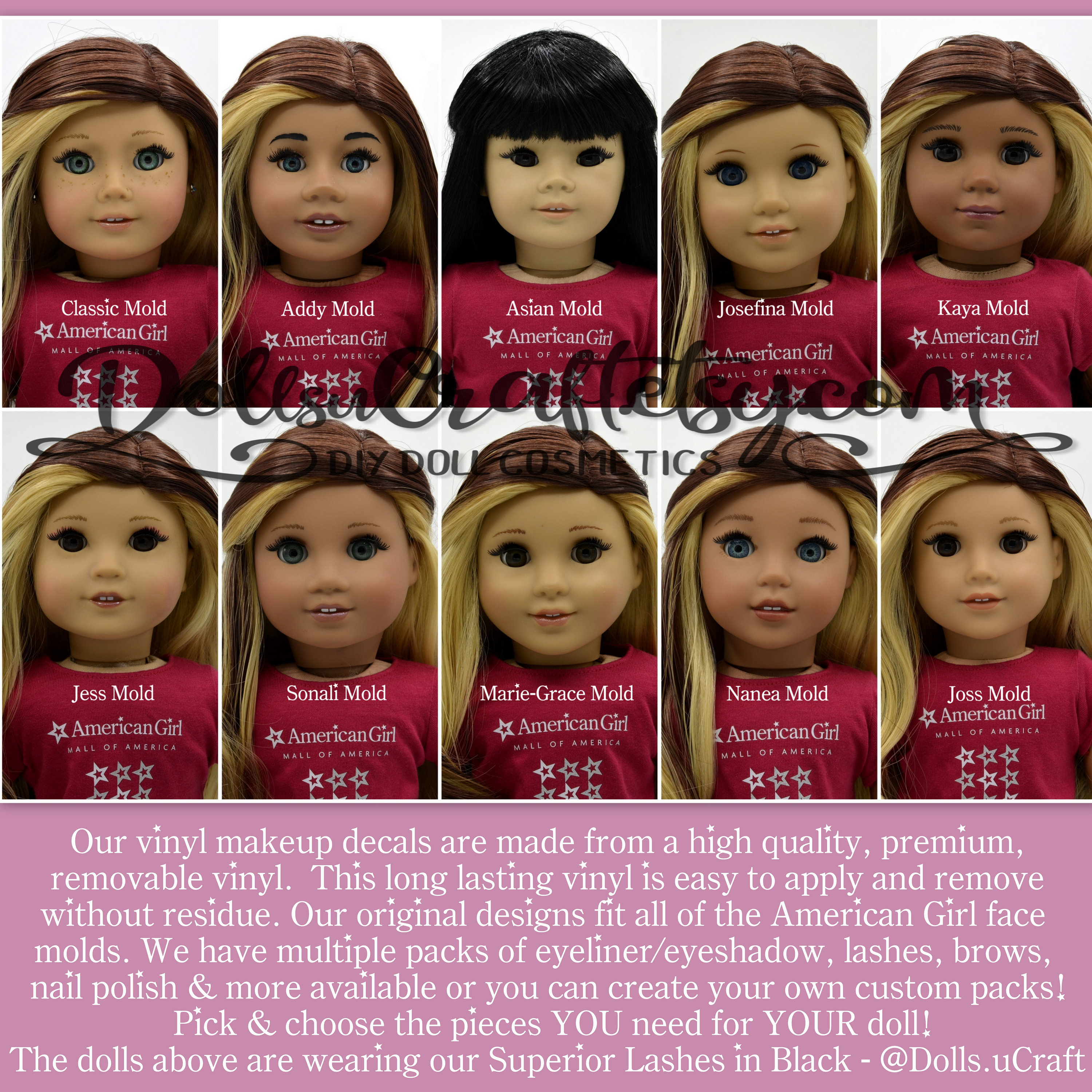 TOTALLY 80s Makeup Fits American Girl 18 Inch Doll Accessories Removable Vinyl Decals Scrunchie Fits Our Generation My Life Modern Trendy Etsy UK