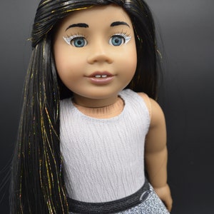 American Girl Doll Truly Me 26 Custom Doll, Addy Mold, Medium Skin, Bold removable glitter eyeliner Custom sparkle wig