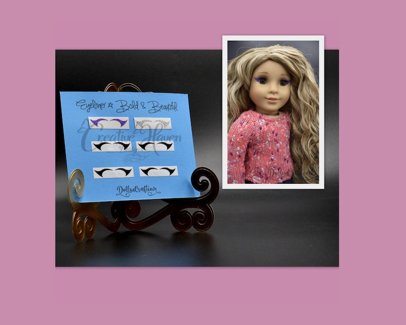 BOLD Eyeliner fits American Girl 18 Dolls Removable Makeup Accessories Decals fits Our Generation My Life Sugar Plum Fairy Winter Princess image 1
