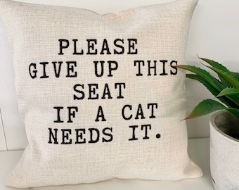 Reserved For The Cat Linen Cushion Cover Home Decor Gift Funny Pet Love