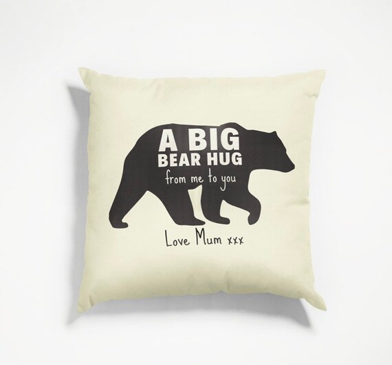 Bear Hug Premium linen cushion natural Bear Hug Anyone Throw Pillow Cover | Etsy