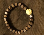 Wood Beaded Bracelet with Japanese Ojime Style Accent Bead for men