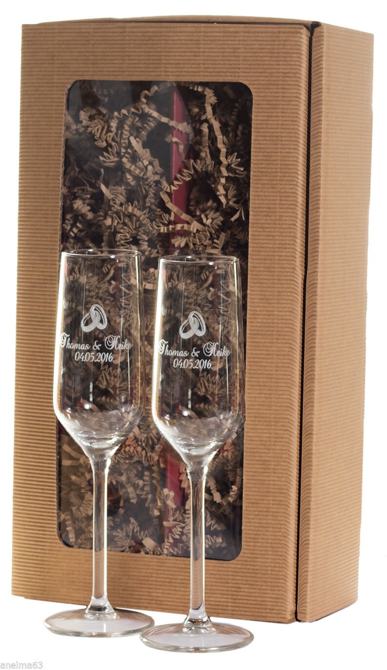 2 Sektgläser zur Hochzeit für das Brautpaar Geschenk m ...
