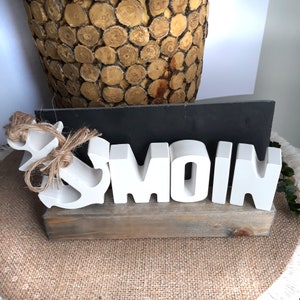 Decoración de letras Hola | Ancla decorativa marítima | Regalo de inauguración de la casa | Letras de letras sobre base de madera | Decoración nórdica vintage Raysin