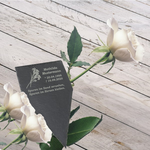 Gedenktafel zum Selbstgestalten aus Schiefer Grabstein Grabschmuck Grabdekoration Grabplatte für einen geliebten Menschen versch. Motive