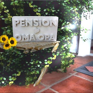 Geschenk für Großeltern Pension Oma und Opa Buchstabenwand 290x150x40mm groß zum hinstellen schwere Ausführung