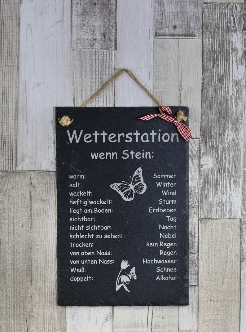 Schiefertafel Wetterstein 20 x 30cm groß für Garten Wenn