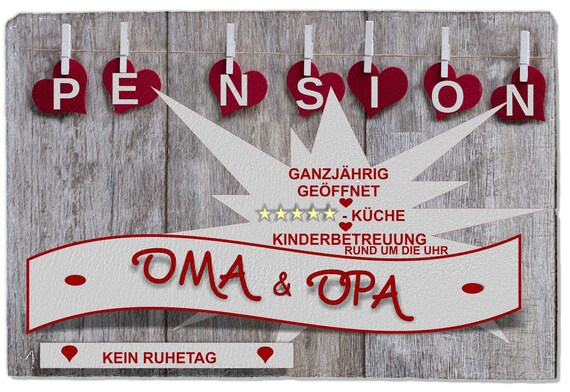 WandSchild mit Spruch Pension Oma Opa Schiefer Deko Bild Etsy
