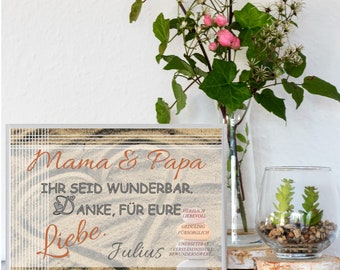 Personalisiertes Poster Geschenk für Mama Papa | Tochter Geschenk an Eltern | wahlweise mit Rahmen | Sohn Geschenk an Eltern | Sandherz