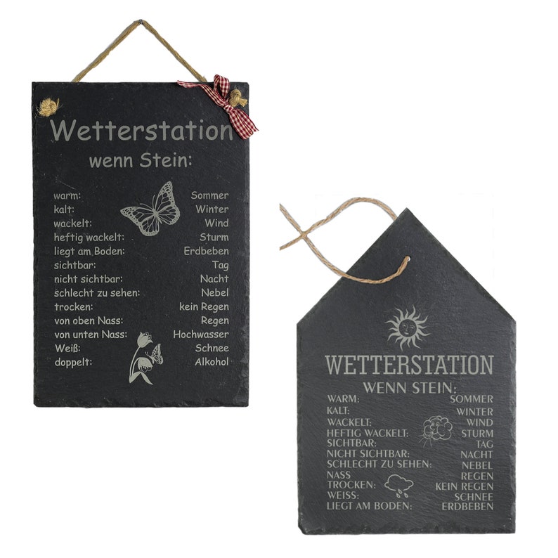 Schiefertafel Wetterstein 20 x 30cm groß für Garten Wenn