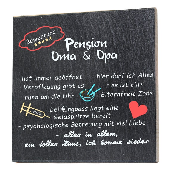 WandSchild mit Spruch Pension Oma Opa Holz Bild Druck 20x20cm Etsy