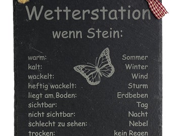 Wetterstein Wetterfest Wetterstation Deko Schiefertafel Gartendeko Wetterschild 