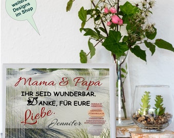 Personalisiertes Poster Geschenk für Mama Papa | Tochter Geschenk an Eltern | wahlweise mit Rahmen | Sohn Geschenk an Eltern | Größe DIN a5