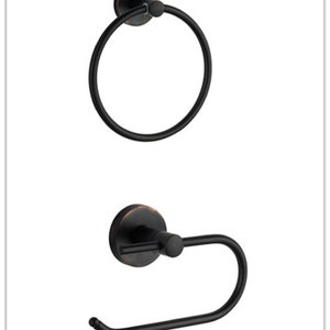 2pc Combo Bathroom Hardware Bath Accessories Towel Ring Paper Holder Combo Oil Rubbed Bronze