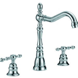 Bathroom Basin Faucet 8&quot; Widespread Vanity Sink 2 Knob Tub Water w/ Pop-Up Drain