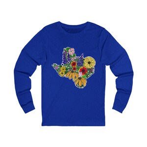 Camiseta de manga comprida unissex Texas Wildflowers desenhada à mão