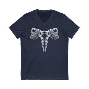 Flower Uterus Unisex Jersey Short Sleeve V-Neck Tee