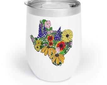 Texas Wildflower Wine Tumbler