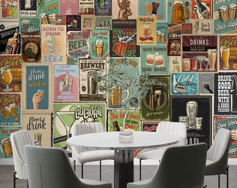 ビール酒場の壁紙壁画：クラフトビール醸造所のバー装飾 - Etsy 日本