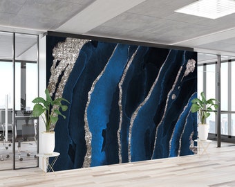 Tapeta Blue Marble: granatowa, srebrna, samoprzylepna