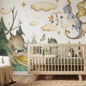 Gender Neutral Dream Forest Woodland Dragon Wallpaper