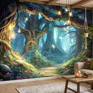Magic Forest Path Wallpaper Enchanted Woodland Wall Mural