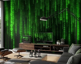 Matrix Code Wallpaper Mural: Computer Science Peel and Stick Decor