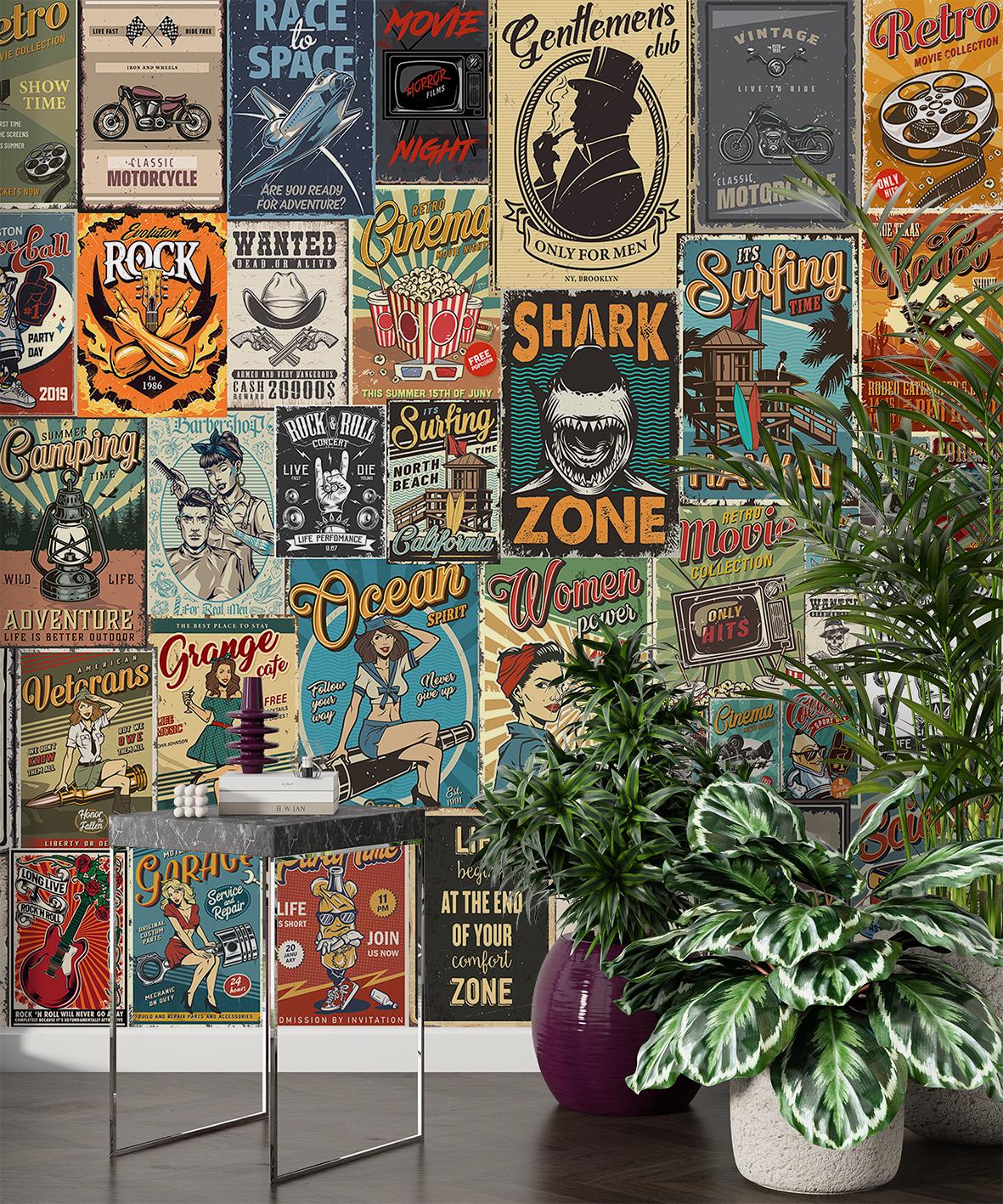 レトロポップアートオリジナルポスター壁紙 剥がして貼るだけ