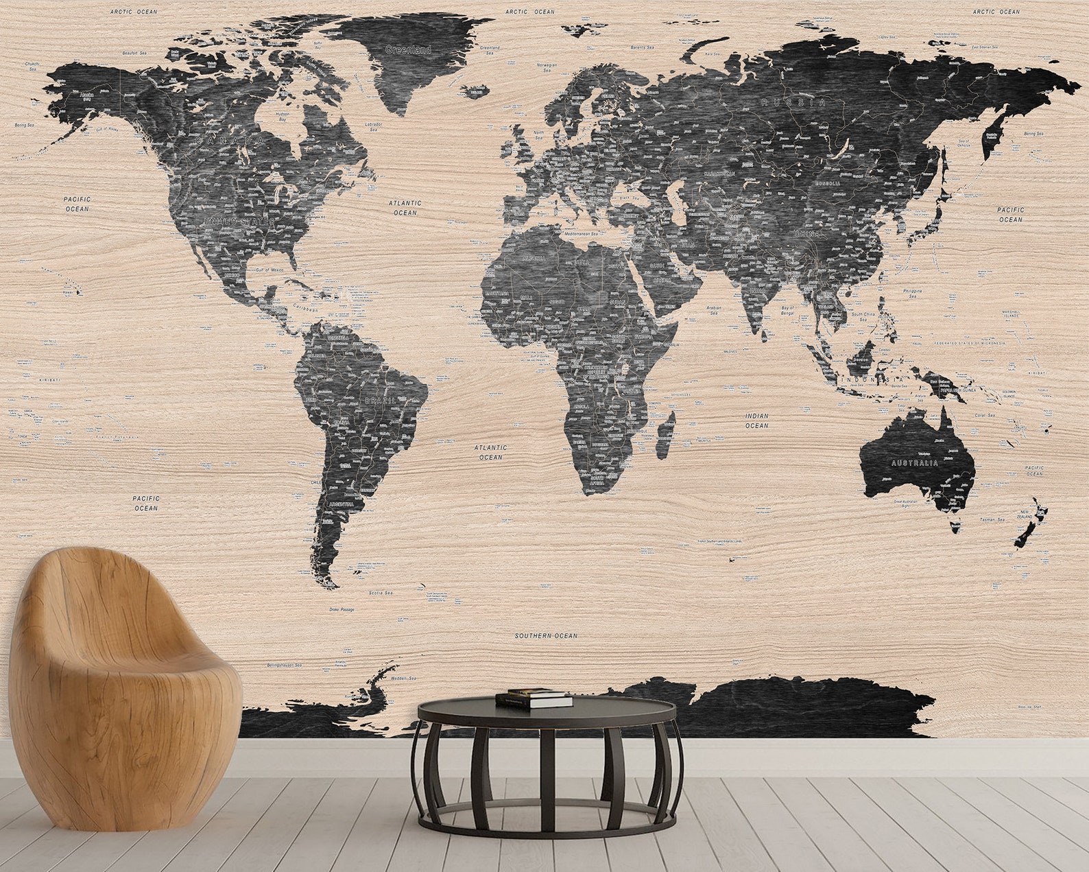 Mural Decor home world map Wallpapers poster Colorful wall Etsy