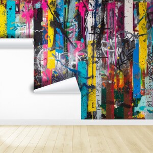 Funky Graffiti Wallpaper Mural, Peel and Stick Street Art Decor - Etsy