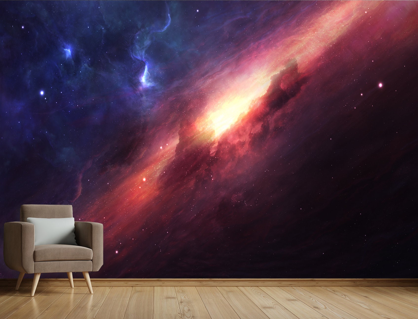 Mural Galaxy wallpaper Peel&Stick Space stars and planets | Etsy