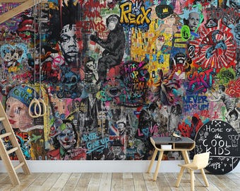 Stedelijk graffitibehang | Straatpop-art-muurschildering, peel and stick