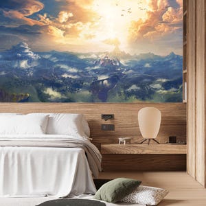 Mural Wall Mural Zelda Gaming Wallpaper & Peel and stick vinyl Wallpaper legend of zelda Playroom decor Video game art Kids decor room