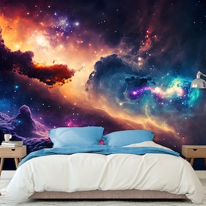 Carta da parati e murale cielo stellato galassia astronomia cosmica universo stacca e attacca spazio carta da parati autoadesiva soggiorno