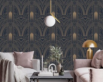 Geometric Wallpaper Black & Gold Modern Abstract Black Background Wall Mural Art Deco Geometric Decor Hous Self Adhesive