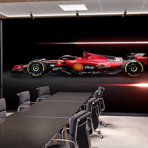 Carta da parati auto rossa F1 e supercar auto sportiva da corsa murale Formula 1 Racing Peel and Stick autoadesivo Decor Black Wallpaper