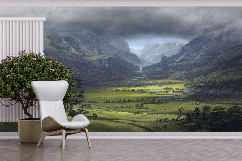 Rural Painting Wallpaper Vintage Wall Art & Mural Scene Peel - Etsy