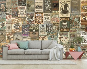 ポップアートヴィンテージ壁画レトロ壁紙＆オリジナルヴィンテージ