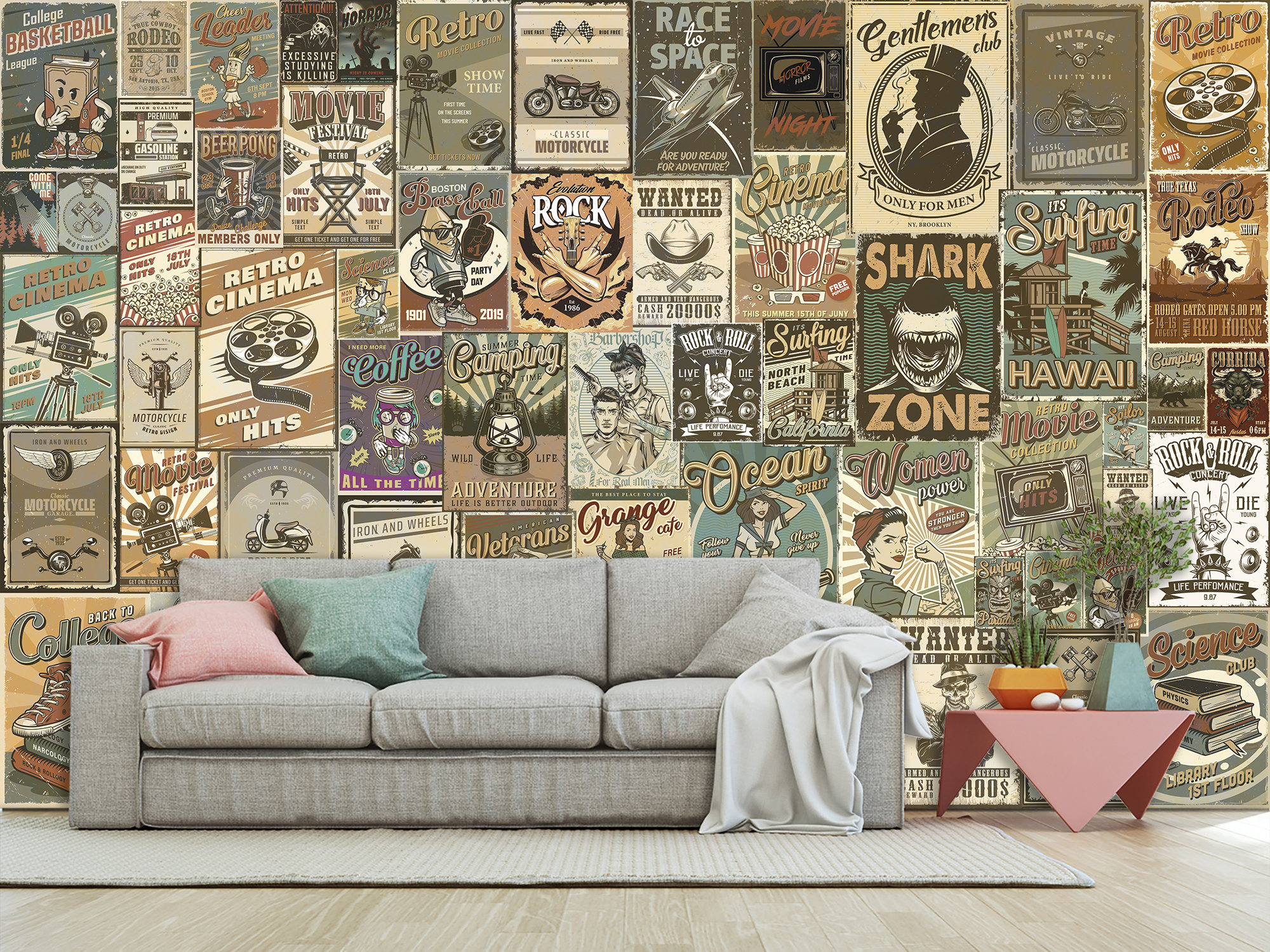 ポップアートヴィンテージ壁画レトロ壁紙＆オリジナルヴィンテージ