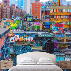 Graffiti City Wallpaper Street art & Abstract Graffiti Mural Peel and Stick Wallpaper Art Wall Wallpaper Modern Mural Decor Home