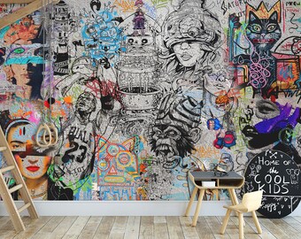 ストリートアート風グラフィティ壁紙、アーバンスタイルの貼って