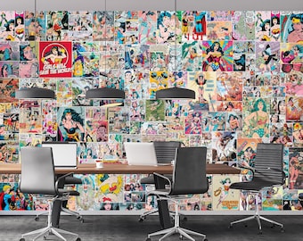 レトロポップアート壁紙：コミック風の貼ってはがせる壁画 - Etsy 日本