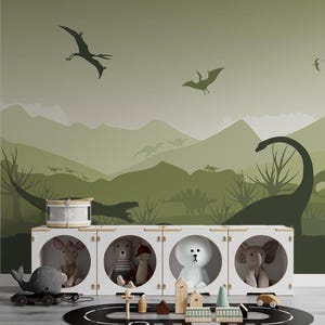 Jurassic world Dinosaurus en kinderbehang Pastel kindermuurschildering kinderkamer Dino decoratie jongens slaapkamer behang Jurassic world decor speelkamer