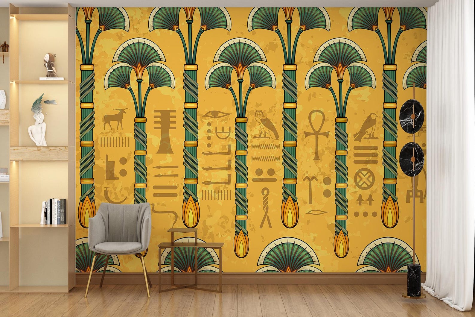 Egyptian Hieroglyphs Wallpaper Mural: Ancient Papyrus Wall Art (peel ...
