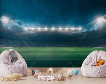 Football Stadium wall mural for boys room